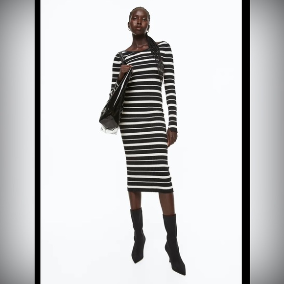 H&M Rib-Knit Striped Dress EUC - Picture 3 of 6